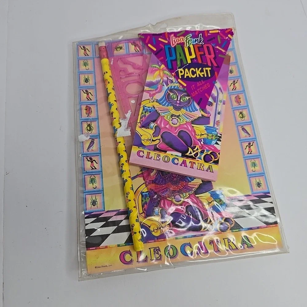 Vtg Lisa Frank Cleocatra All In One Stationery Paper Postalette Pencil Stencil
